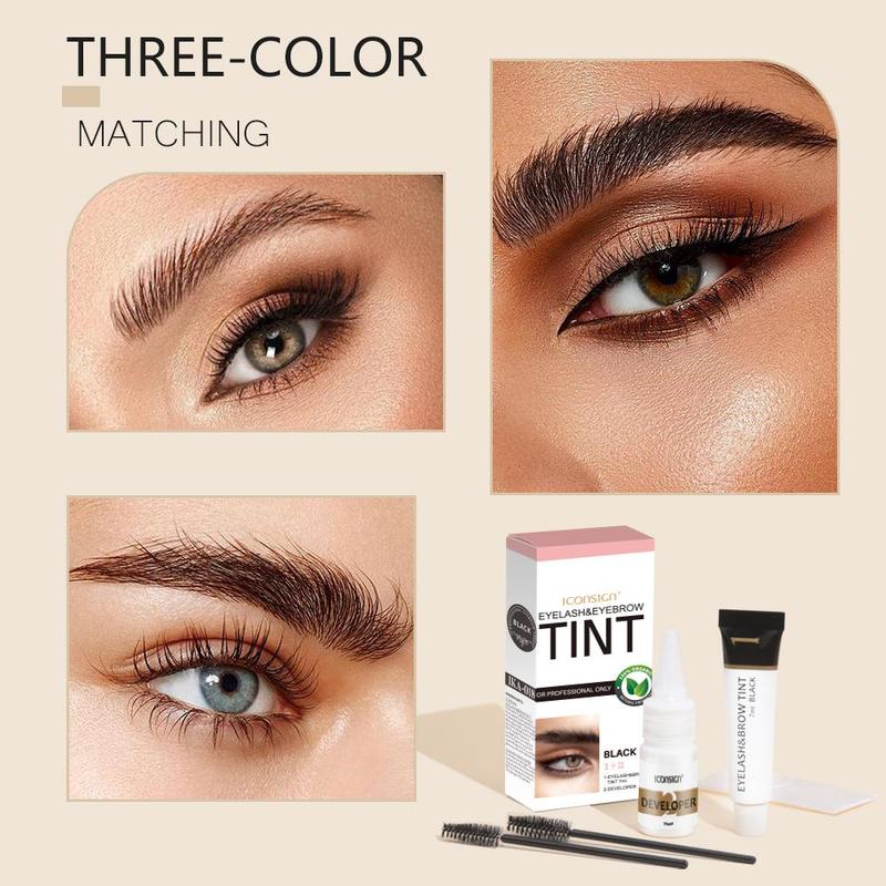 Eyebrow Dyeing Cream, 1 Box Waterproof Eyebrow Dyeing Cream & Developer & Tools, Long Lasting Eyebrow Dyeing Kit for Women & Men