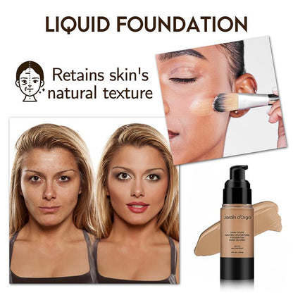 Jardin d'Orga Foundation Matte Waterproof Long Lasting Natural Makeup Liquid Foundation With Full Coverage Concealer Cosmetic