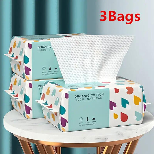 Disposable Washcloth (3 Bags), Summer Stuff Comfort Thick Cleansing Face Towel, Make Up Soft Removing Wipes, Dry Cleanser Towelettes for Skin Care