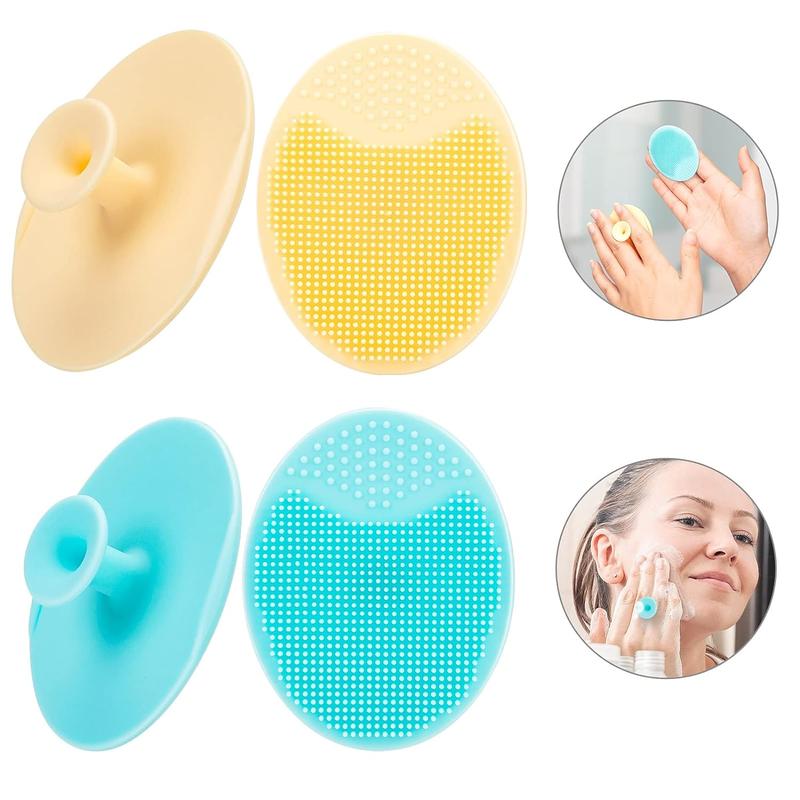 4 Counts Face Scrubber,Soft Silicone Facial Cleansing Brush Face Exfoliator Blackhead Acne Pore Pad Cradle Cap Face Wash Brush for Deep Cleaning Skin Care