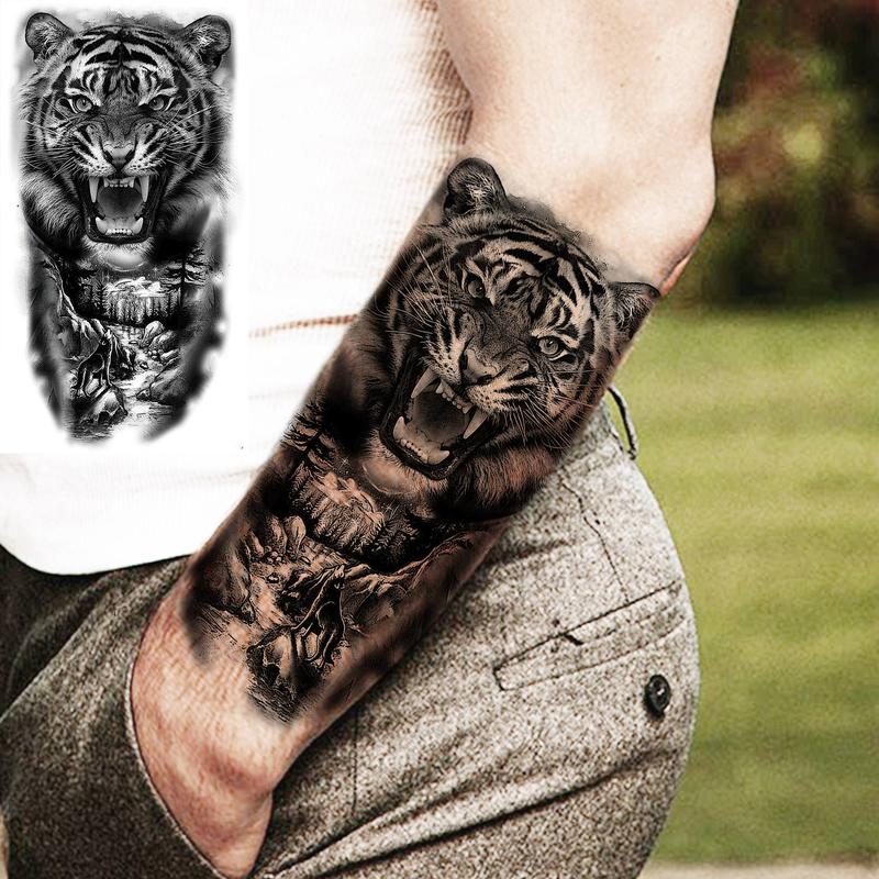 Tiger Pattern Temporary Tattoo Sticker, 8 Counts Fake Tattoo Sticker, Body Art Sticker for Women & Men, Realistic Tattoo Sticker for Arms, Legs, Ankle, Neck, Back