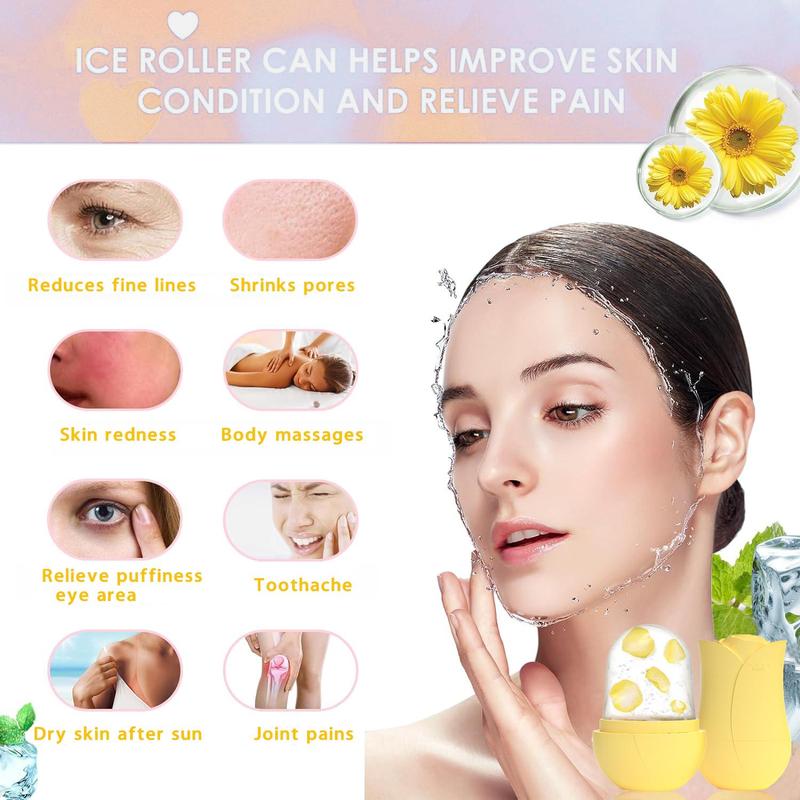 Flower Design Ice Face Roller, 1 Count Reusable Facial Skincare Tool, Beauty & Personal Care Ice Mode