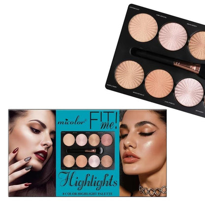 8 Color Contour Palette, 1 Count Highlighter Palette, Long Lasting Bronzer & Highlighter Powder, Lightweight Highlighting And Shadowing Powder, Makeup Palette For Women