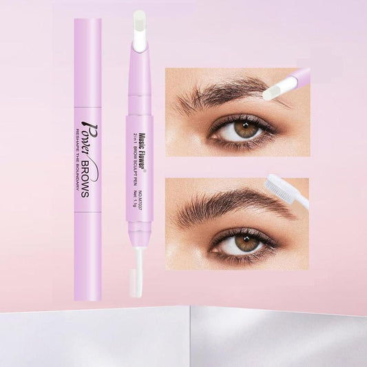 2-in-1 Waterproof Colorless Brow Gel, 1 Count Clear Brow Sculpting Pen for All Skin Types