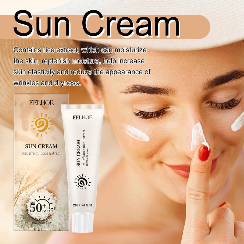 Rice Bran Sun Cream, Moisturizing Sunscreen Cream, Skin Care Product for Daily Use