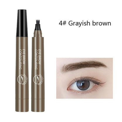 Four Prong Head Liquid Eyebrow Pencil, 1 Count 4 Tipped Precise Brow Pen, Long Lasting Easy Applying Eyebrow Pencil For Beginners