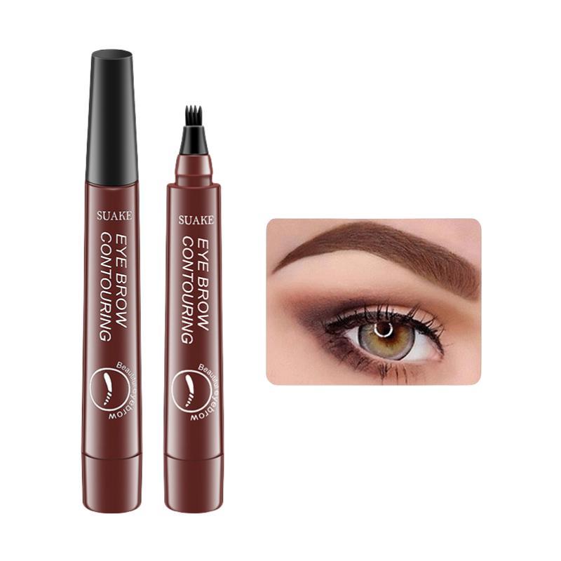 4-tip Waterproof Eyebrow Pencil, 1 Count Long Lasting Eyebrow Pencil, Brow Brush Makeup Tool