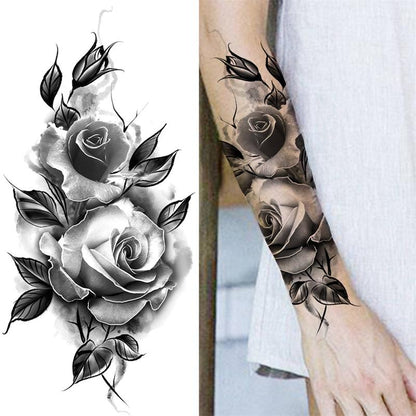 Floral & Snake Pattern Temporary Tattoo Sticker, 8pcs Aesthetic Fake Tattoo Sticker, Body Art Sticker for Women & Men