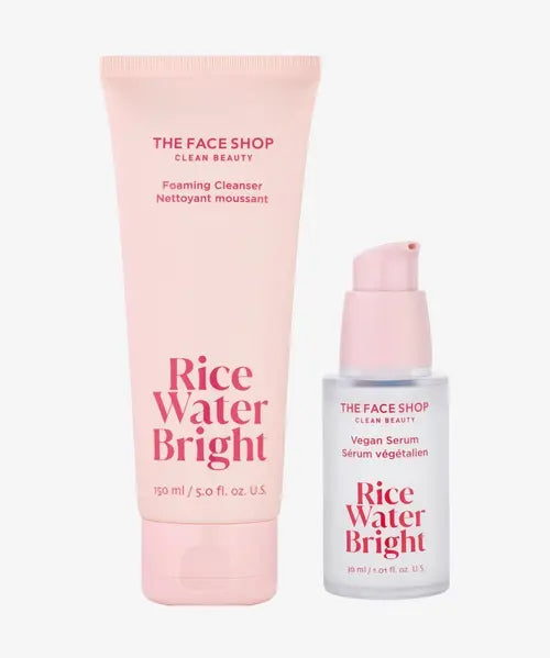 The Face Shop Rice Water Bright Routine Kit, Foaming Cleanser, Vegan Serum, skin-nourishing?rice?water