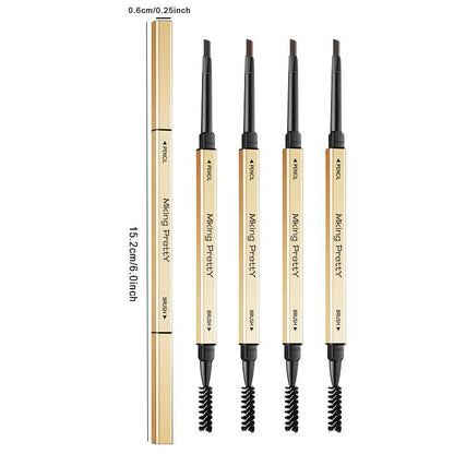 Waterproof Triangle Refill Design Eyebrow Pencil, 4pcs Long Lasting Eyebrow Pencil, Brow Styling Brush, Sweat Proof High Pigmented Brow Shading & Filling Pencil, Makeup Tool Easy to Apply