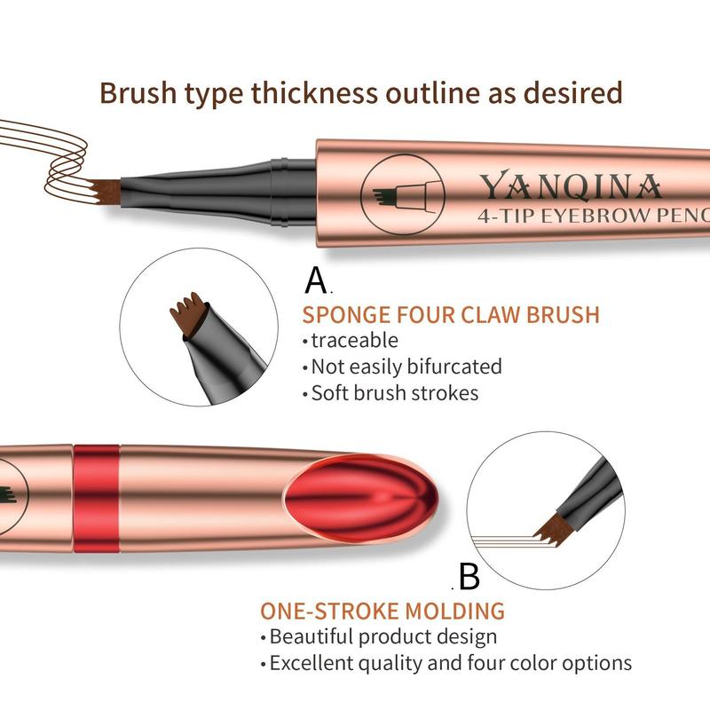 1 Piece 4D Waterproof Eyebrow Pencil, Long Lasting Eyebrow Pencil, Brow Styling Brush For Women & Girls