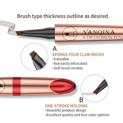 1 Piece 4D Waterproof Eyebrow Pencil, Long Lasting Eyebrow Pencil, Brow Styling Brush For Women & Girls