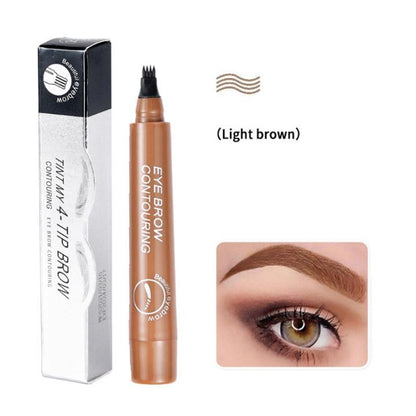 Eyebrow Pen Waterproof  Eyebrow Pencil with 4-Prong Micro-Fork-Tip Applicator, Eyebrow Contouring Pen for Women Creates Natural Looking Brows Effortlessly