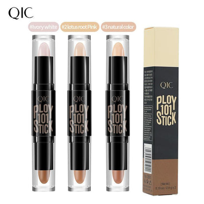 2 In 1 Double-end Highlight & Contour Stick, Versatile Makeup Balm Stick For Highlighting, Brightening, Contouring, Concealing, Shadow Drawing, Portable Multifunctional Makeup Stick