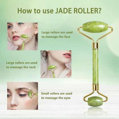 2counts Gua Sha Board & Facial Massage Roller, Face Roller Face Pads Jawline Jade Roller Face Sculpting Tool, Skincare Tools Guasha Gift for Women