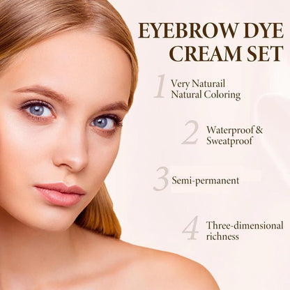 Semi-permanent Eyebrow Dye Kit, 1?Count?Waterproof Eyebrow Dye Cream & 1?Count?Developer & 2?Counts Brush & 1 Pair Gloves, Long Lasting Eyebrow Tinted Kit, Eyebrow Makeup Tool for Women