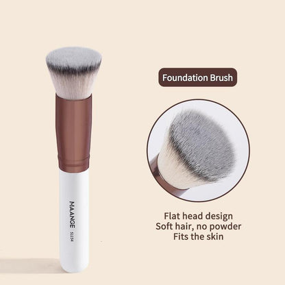 Flat Top Round Brush for Foundation, Strong Powder Grip Makeup Brush with Fine Bristles for Liquid, Powder, Summer Makeup, Cosmetic Tool