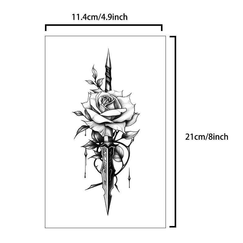 Rose Pattern Fake Tattoo Sticker, 2pcs/set Temporary Tattoo For Women & Men, Waterproof Fake Tattoo Sticker, Body Art Sticker