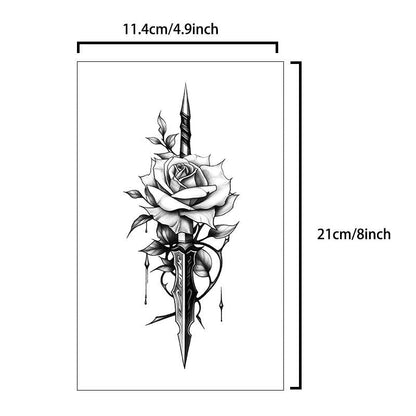 Rose Pattern Fake Tattoo Sticker, 2pcs/set Temporary Tattoo For Women & Men, Waterproof Fake Tattoo Sticker, Body Art Sticker