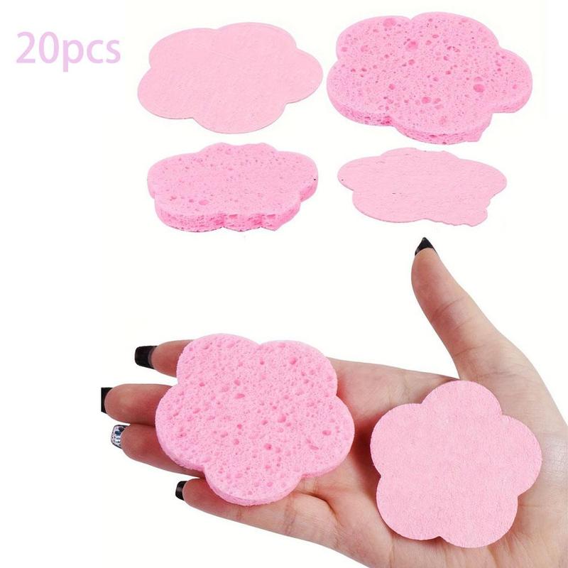 Flower Shaped Facial Sponge (20pcs/set), Facial Cleaning Sponge, Facial Skin Care Tool, Household Beauty & Facial Care Tool