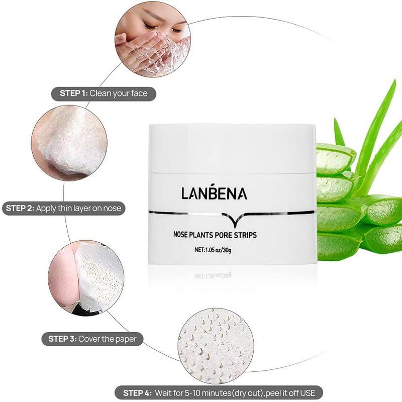 LANBENA Blackhead Remover Peel Off Mask with 60 Sheets Paper Strip for Face and Nose Deep Cleansing Nose Strips, Skincare Comfort