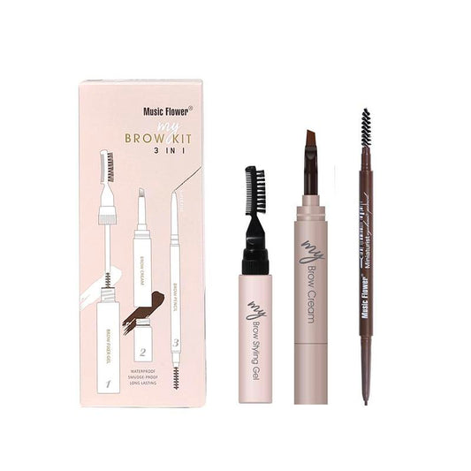 3-in-1 Eyebrow Makeup Set (1 Piece), Waterproof Long Lasting Eyebrow Eyeliner Gel, Eyebrow Pencil, Eyebrow Cream, Eyebrow Makeup Tool Set