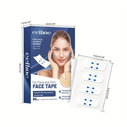 60pcs Invisible Face Lift Patch, Wrinkle Lift Patches for Instant Face and Neck Lift, Reduce Double Chin, Anti-Aging Tool for Makeup and Daily Use