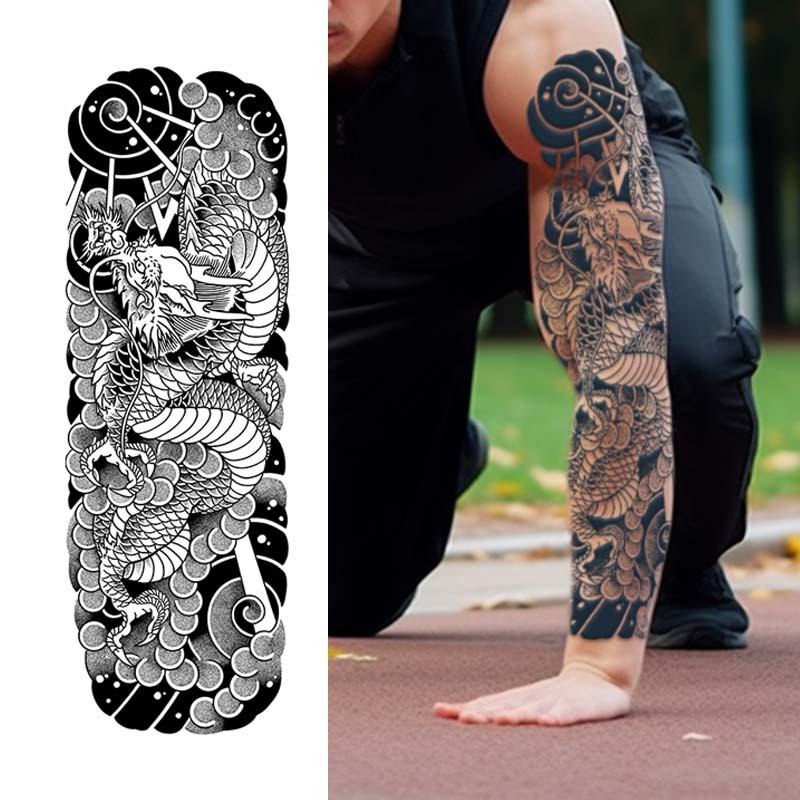 Dragon & Phoenix Pattern Tattoo Sticker, Temporary Tattoo for Men & Women, Waterproof Fake Tattoo Sticker