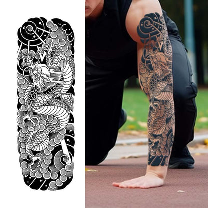 Dragon & Phoenix Pattern Tattoo Sticker, Temporary Tattoo for Men & Women, Waterproof Fake Tattoo Sticker