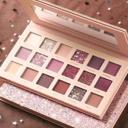 The New Nude Eyeshadow Palette - 18 Pigmented Colors with Blendable Formula and Long Lasting Wear - Neutrals, Smoky, Multi-Reflective Shimmer, Matte, Glitter, Pressed Pearls - Cosmetics by Jooni Shop