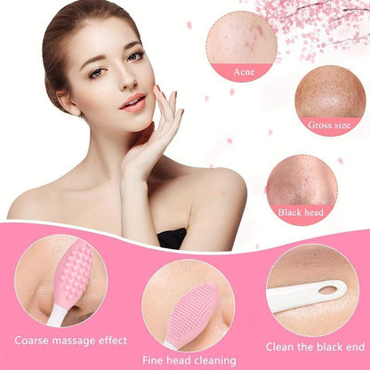 Double-sided Silicone Facial Cleansing Brush, 2 Counts Facial Mask Brush & 2 Counts Facial Cleansing Brush & 2 Counts Nose Cleansing Brush, Facial Skin Care Tool for Daily Use