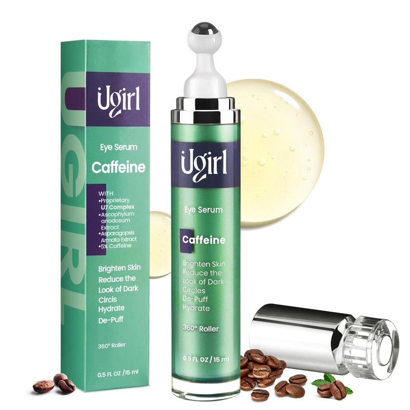 UGirl Caffeine Eye Serum Anti-aging Lifting and Firming Eye Cream Under Eye Roller for Dark Circles and Puffiness Eye Bag Remover