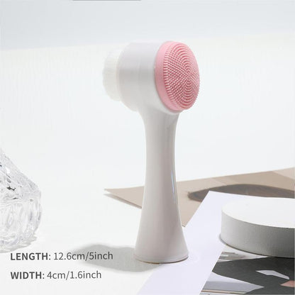 2 in 1 Face Cleansing Brush with Handle, Deep Cleaning Face Wash Face Massage Brush, Face Scrubber, Facial Skin Massaging Tool, Face Cleaning Brush