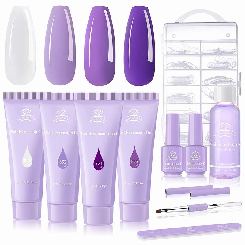 Poly Nail Extension Gel Kit Long Lasting Hard Gel for Nail Building Purple DIY GIFT Nail Art Nail Care Nail Polish Clear Color Flowers Salon Cutics Glossy Manicure Cosmetic