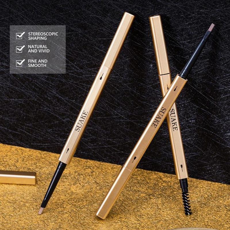 Double Head Eyebrow Pencil & Brush, 1 Count Long Lasting Waterproof Eyebrow Pencil, Retractable Sweat-proof 2 In 1 Pencil & Brow Brush, Makeup Tool For Women & Girls