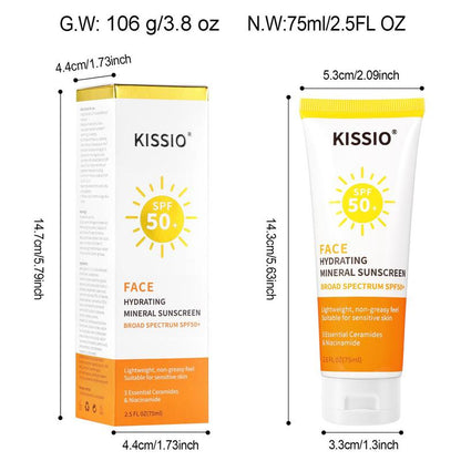 75ml Hydrating Sunscreen, Broad Spectrum Sunscreen SPF 50+ for Face and Body, Lightweight, Non-greasy, Water Resistant Sun Cream