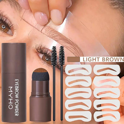 1 Set Eyebrow Power Kit, Including Eyebrow Powder & Eyebrow Brush & Stencil Tool, Natural Matte Eyebrow Makeup Product For Quick Makeup For Daily