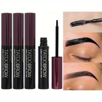 Semi-Permanent Eyebrow Gel - Waterproof, Long-Lasting Black Brown Tattoo, Easy Peel-Off, Sweatproof Brow Tint for Flawless Brows