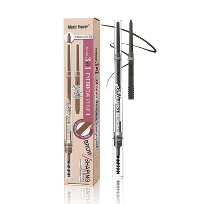 Portable 3 in 1 Eyebrow Pencil (1 Piece), Waterproof Eyebrow Pencils with Refill, Eyebrow Makeup Tool for Women