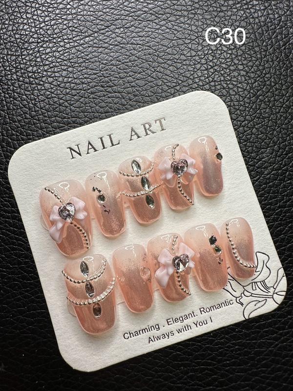 LIVE All-A/B Medium Length Sets. One-Of-A-Kind Handmand Medium Press-On Nails, Best-Selling, Chic and Convenient Nail Art, Cosmetic, Easy, Reusable, Valentinesday, Beauty, Gift hellolovepressnails kissnailacrylickit bubblebathsquareroundnail