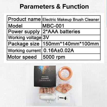 Electric Brush Cleaner Machine, Battery Required Makeup Brush Cleaner Dryer without Batteries, Automatic Brush Cleaner, Makeup Brush Tools, Cosmetic Cleansing Tool