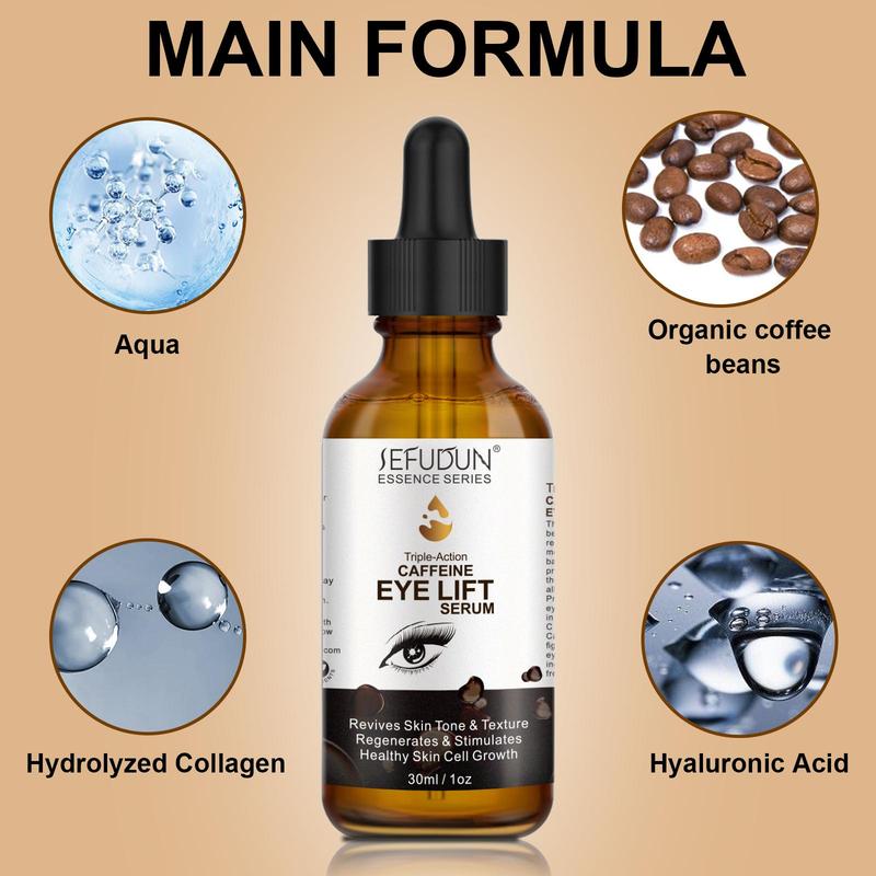 Moisturizing Caffeine Eye Lift Serum, 1/2 Counts Brightening & Firming Under Eye Essence, Beauty & Personal Care Product for Eye Bags and Eye Area