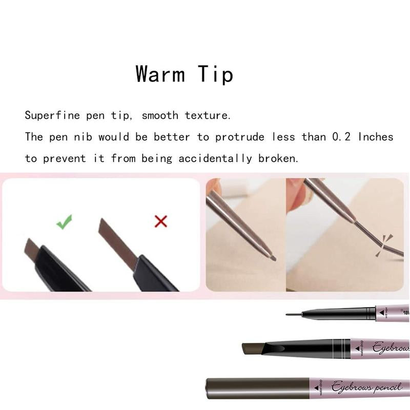 Double-ended Eyebrow Pencil, 1 Count Waterproof Eyebrow Pencil with Eyebrow Brush, Professional Eyebrow Enhancement Tool