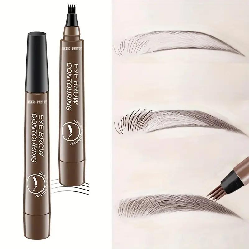 Four Fork Long Lasting Eyebrow Pencil, 1 Count Eyebrow Pencil with a Micro-Fork Tip Applicator, Brow Brush Makeup Tool, Effortlessly and Stays on All Day, Eye Makeup Products