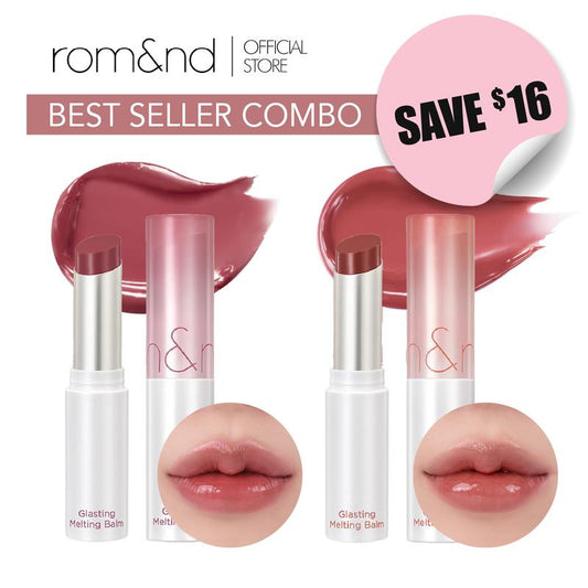 [rom&nd Official Shop] rom&nd Best Seller Combo Glasting Melting Balm, tiktok shop store, tiktok store shop, tiktok shop, korean makeup, k beauty makeup, korean lip tints, korean lippies, lip gloss, Lip gloss