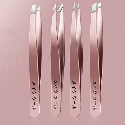 4pcs Eyelash Extensions Tweezers Set, Stainless Steel Tweezers For DIY Lash Extension& Removal Eyebrow