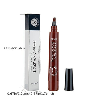 Four-tooth Liquid Eyebrow Pen, 1 Count Long Lasting Eyebrow Liquid Pencil, Brow Styling Brush, Sweat Proof High Pigmented Brow Shading and Filling Pen