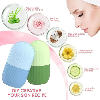 Summer Silicone Ice Face Roller - Contour and Shrink Pores, Remove Dark Circles, and Massage Skin - Beauty Facial Massage Contour and Enhance Skin Care and Glow, Ice Roller for Eyes, Neck, and Face - Skin Care Tool Cleaning Tools Face Lifting And face