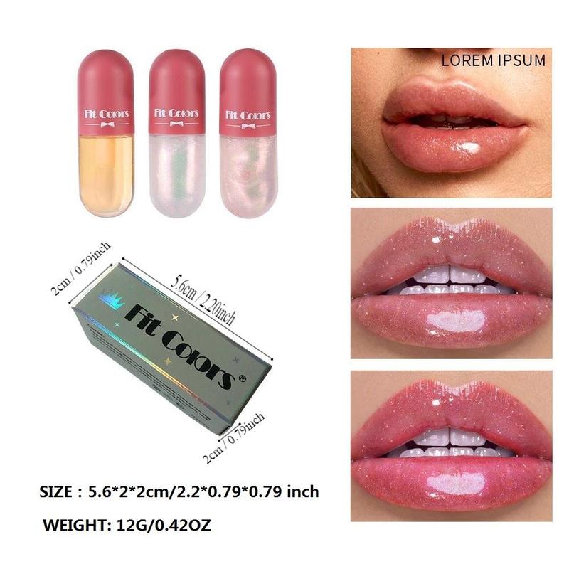 Capsule Shaped Moisturizing Lip Oil, 3pcs/box Hydrating Glossy Lip Glaze Stick, Plumping Lip Oil For All Occasions Makeup, Girls And Women