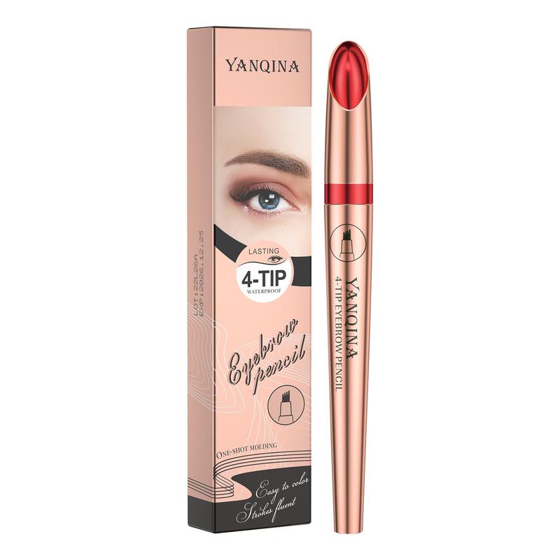 Waterproof Four-Point Eyebrow Pen, 1 Count Long Lasting Eyebrow Pencil, Eye Brow Coloring Pen, Makeup Accessories